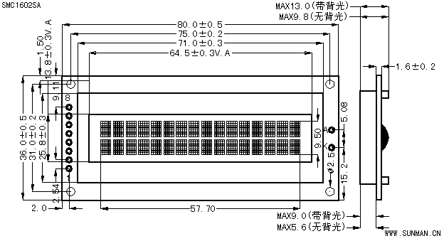The Diagram of SMC1602SA