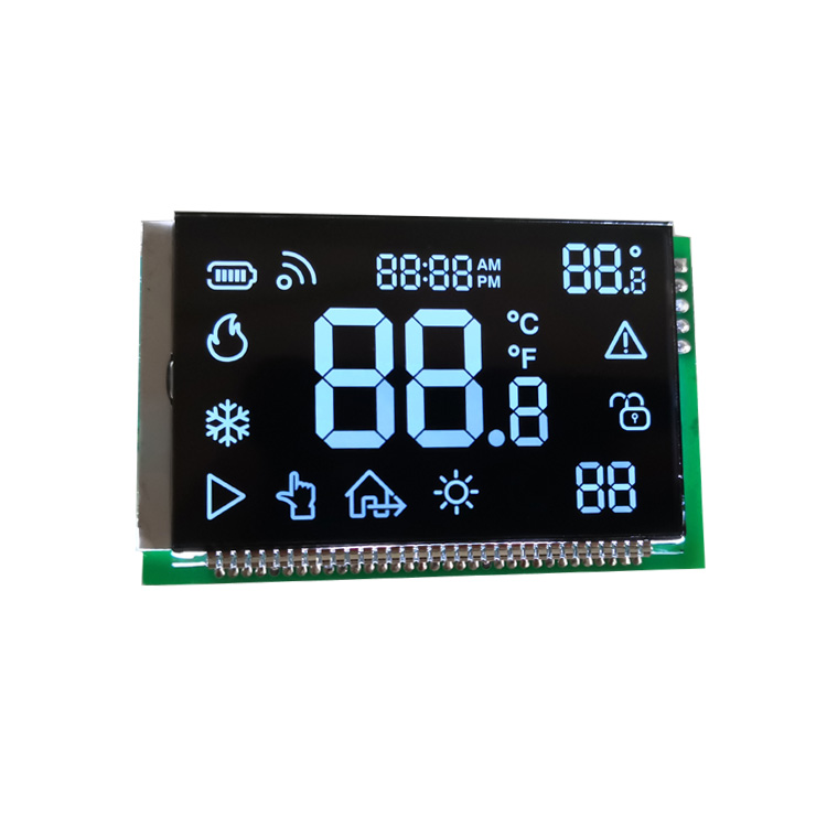 White on black va lcd for temperature display